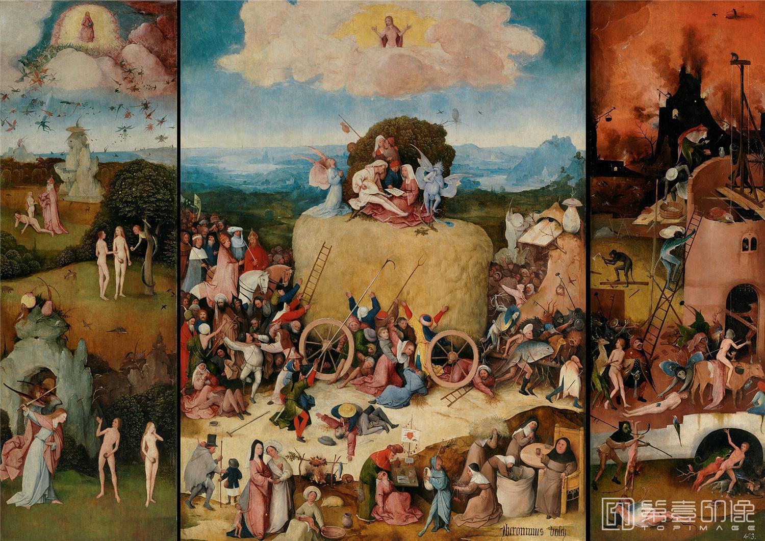 油画-西班牙普拉多美术馆油画藏画-El Bosco-El carro de heno-147cm x 212cm-0756